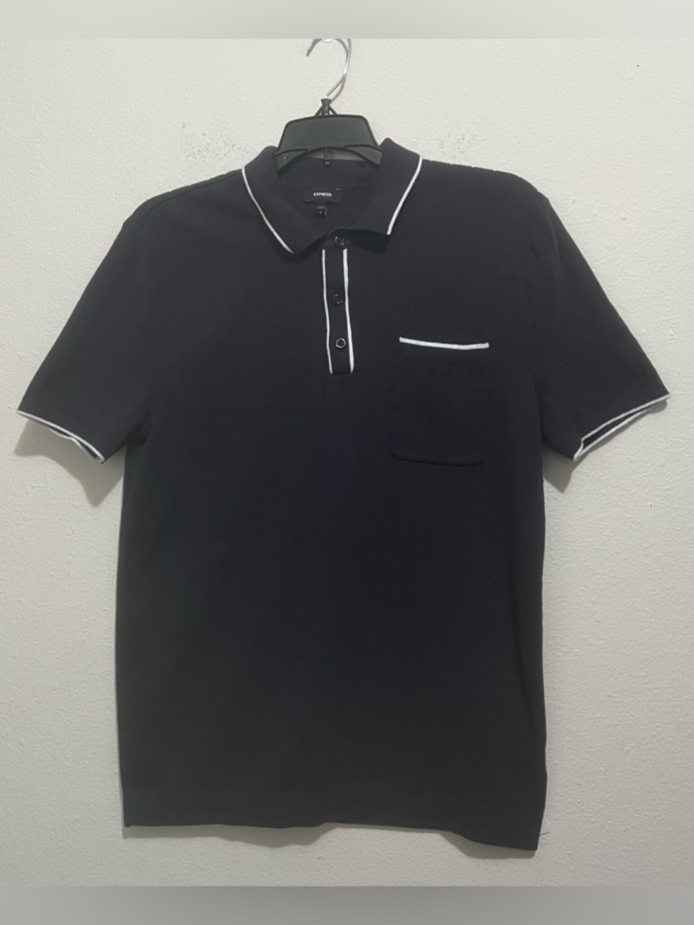 Express Navy Blue Men’s Polo shirt with White Trim, Medium size